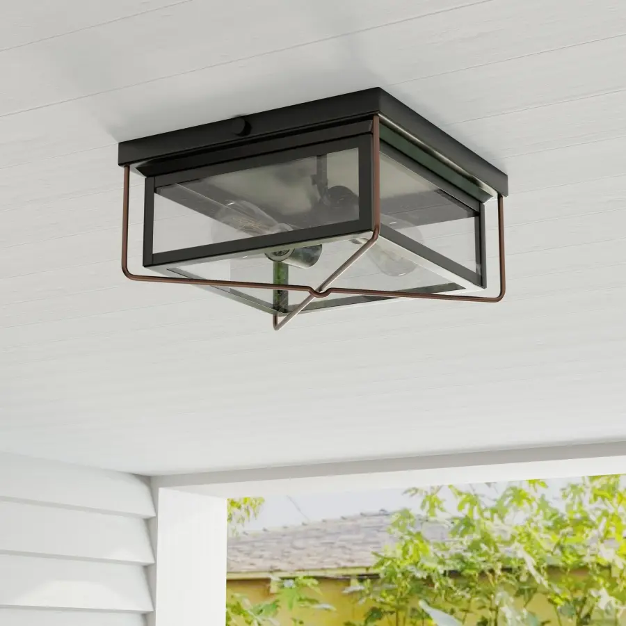 Barlowe Two-Light Clear Seeded Glass Flush Mount - Image 1