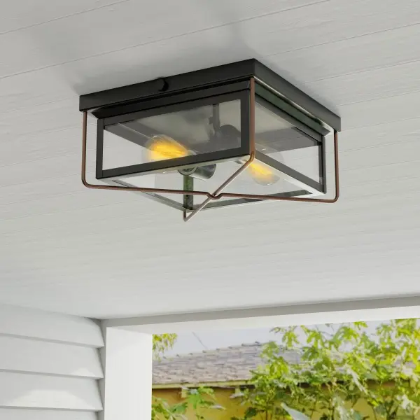 Barlowe Two-Light Clear Seeded Glass Flush Mount - Image 2
