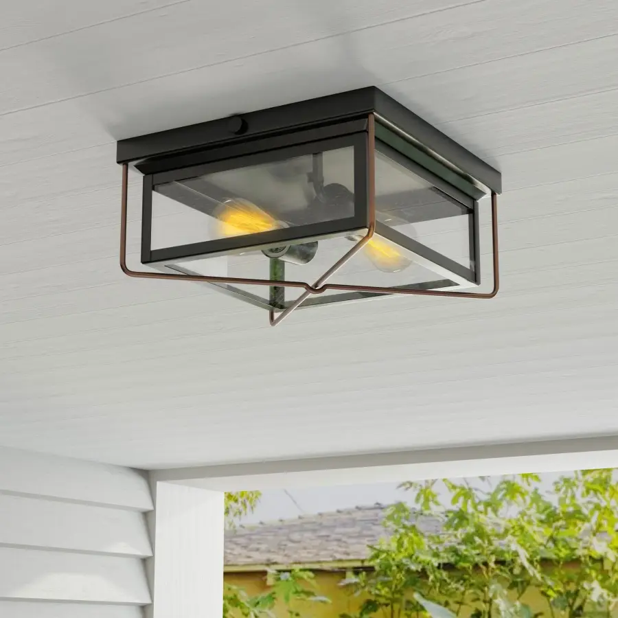 Barlowe Two-Light Clear Seeded Glass Flush Mount - Image 2