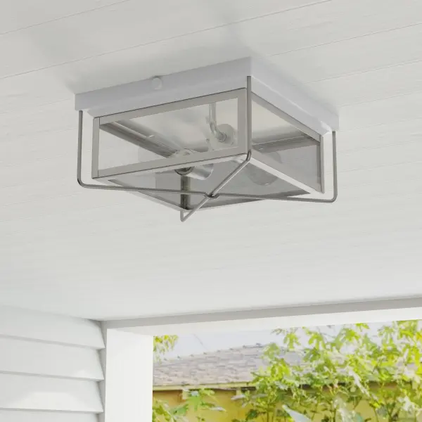 Barlowe Two-Light Clear Seeded Glass Flush Mount - Image 4