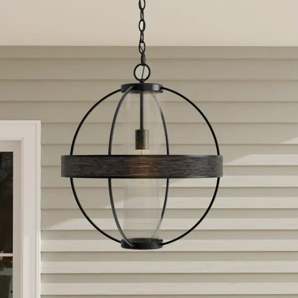 The Terrace Collection brings rustic farmhouse charm to outdoor spaces with its matte black finish and weather-resistant construction. Perfect for porches, patios, and covered entryways seeking timeless character. - alternate view