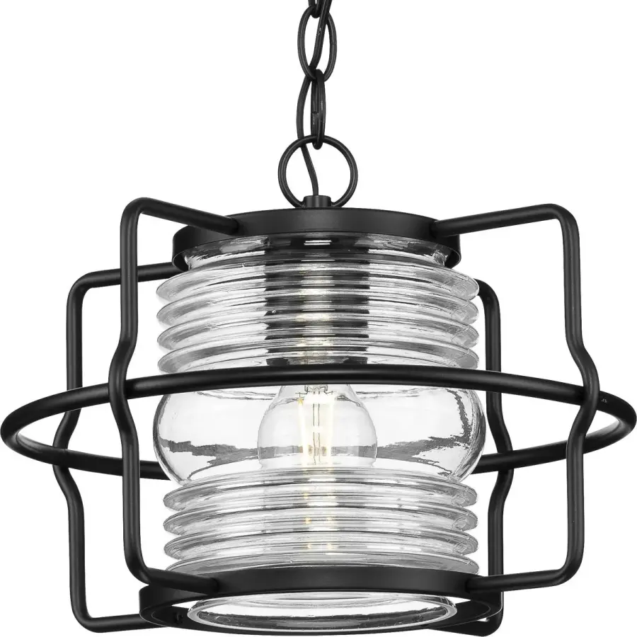 Keegan One-Light Clear Glass Outdoor Hanging Lantern - Image 1