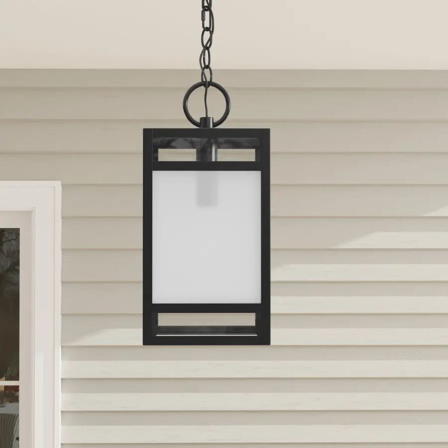 Parrish One-Light Clear Etched Glass Outdoor Hanging Lantern - Image 1