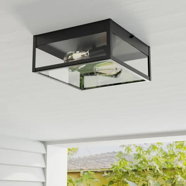Parrish Two-Light Clear Etched Glass Outdoor Flush Mount - Image 1