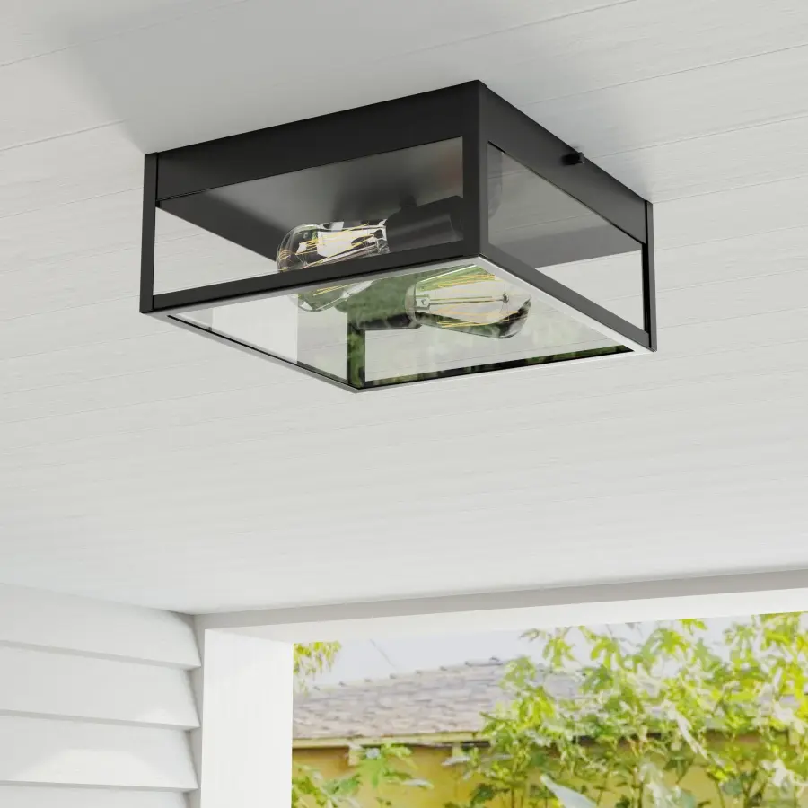Parrish Two-Light Clear Etched Glass Outdoor Flush Mount - Image 1