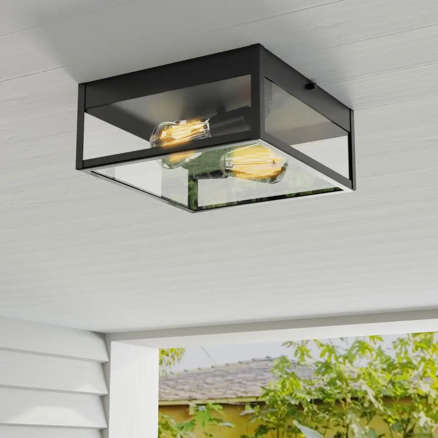 Parrish Two-Light Clear Etched Glass Outdoor Flush Mount - Image 2