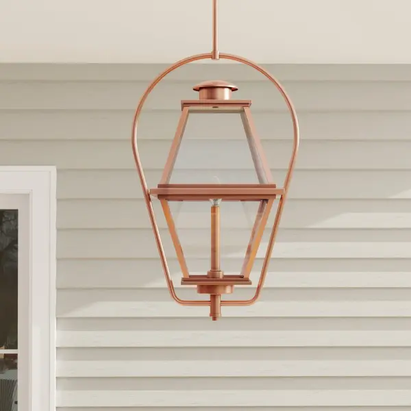 The Bradshaw outdoor hanging lantern combines traditional charm with transitional sophistication. Its clear glass panels and black finish create a timeless look perfect for porches, patios, and entryways.