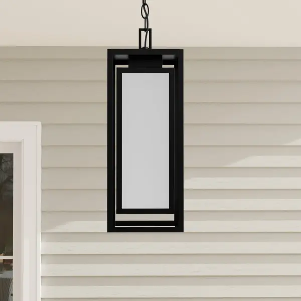 Unison One-Light Etched Seeded Glass Hanging Lantern - Image 1