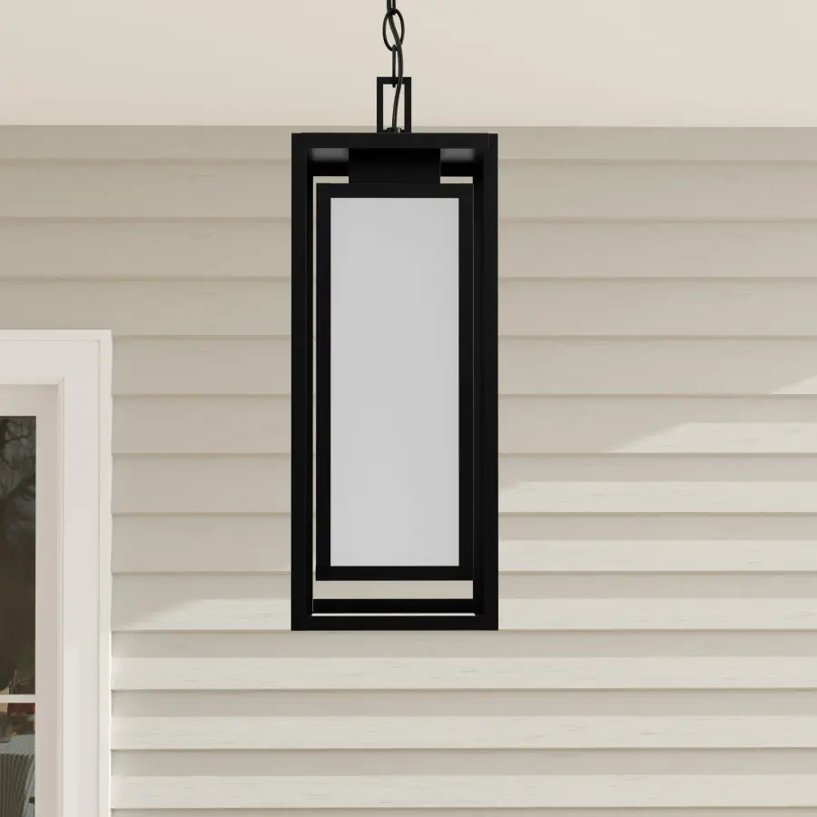 Unison One-Light Etched Seeded Glass Hanging Lantern - Image 1