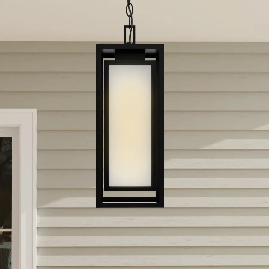 Unison One-Light Etched Seeded Glass Hanging Lantern - Image 2