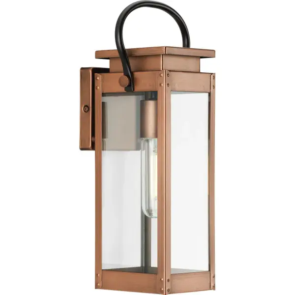 The Union Square wall lantern blends industrial style with farmhouse warmth in a compact design. Its stainless steel finish and clear glass shade deliver durability and timeless appeal for porches, patios, and entryways. - alternate view