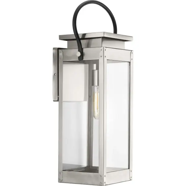 The Union Square wall lantern blends urban industrial style with farmhouse warmth, featuring durable stainless steel construction and clear glass panels. Perfect for modern outdoor spaces seeking vintage-inspired character.