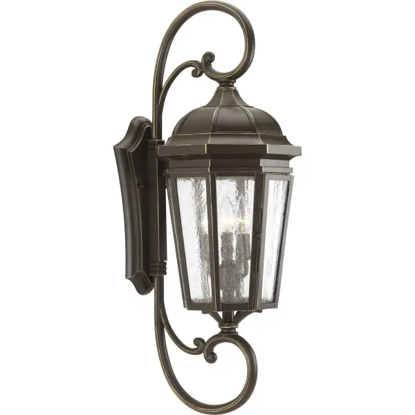 The Verdae Extra-Large Wall Lantern delivers commanding presence with three lights housed in a classic lantern silhouette. Its Antique Bronze finish and substantial scale make it ideal for grand entryways and expansive outdoor spaces. - alternate view