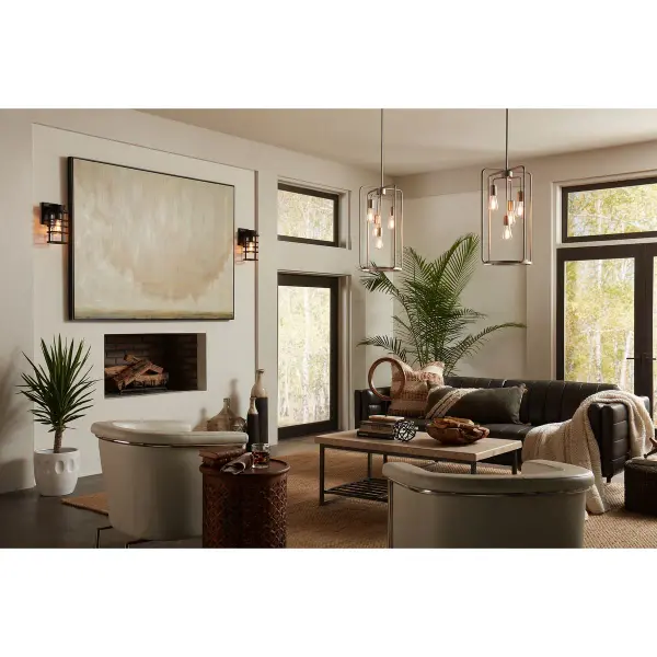 The Port Royal wall lantern combines farmhouse charm with coastal durability through its DURASHIELD coating. Perfect for porches and patios, this compact fixture offers weather-resistant performance in a classic black finish. - alternate view