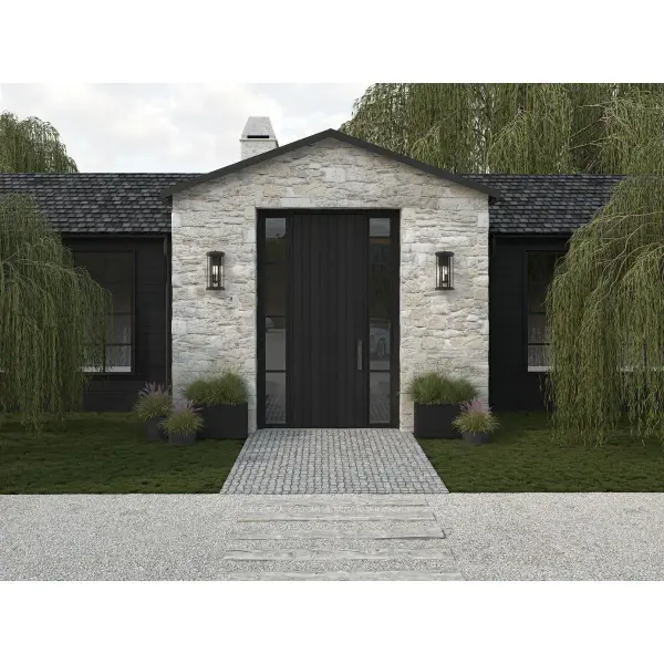 The Ramsey Collection Large Wall Lantern combines clean-lined modern design with farmhouse charm in a durable outdoor fixture. Its substantial size and black finish create striking curb appeal while providing ample illumination. - alternate view