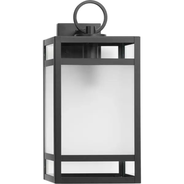 The Parrish wall lantern combines transitional design with practical outdoor lighting. Its clear etched glass and matte black finish create a sophisticated look while meeting California Title 24 and JA8 compliance standards.