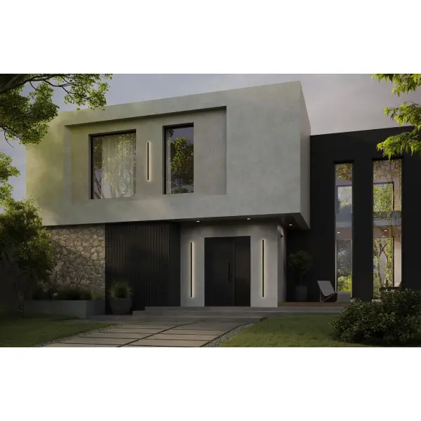 The Z-2040 Extra Large LED wall light delivers contemporary style with energy-efficient LED technology. Its matte black finish and substantial size make it ideal for large outdoor areas requiring impactful illumination. - alternate view