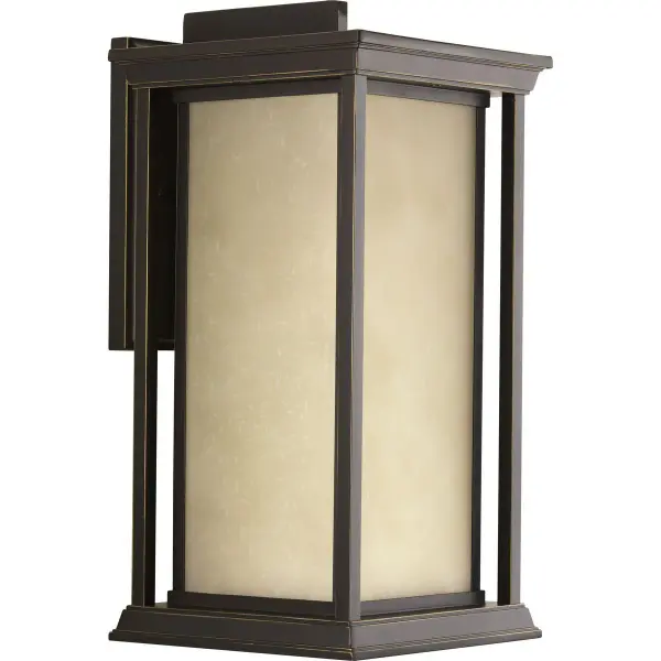 The Endicott Extra-Large Wall Lantern combines classic Mission-style design with contemporary proportions. Its substantial size and Antique Bronze finish make a strong architectural statement on larger homes and commercial facades. - alternate view