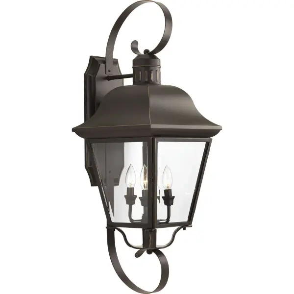 The Andover extra-large wall lantern combines classic lantern styling with generous proportions, making it ideal for grand entryways and expansive outdoor spaces. Its antique bronze finish and four-light configuration deliver substantial illumination.