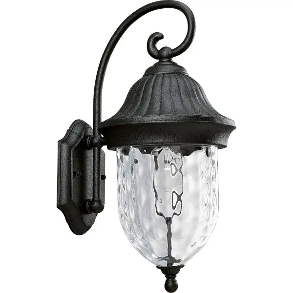 The Coventry wall lantern brings traditional elegance to outdoor spaces with its textured black finish and classic lantern silhouette. JA8 compliant for California energy standards, this single-light fixture offers reliable illumination.