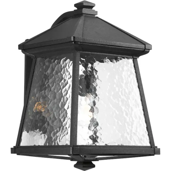 The Mac Collection Large Lantern blends modern design with craftsman details in a durable textured black finish. Perfect for residential porches and patios, this JA8-compliant fixture delivers style and performance.