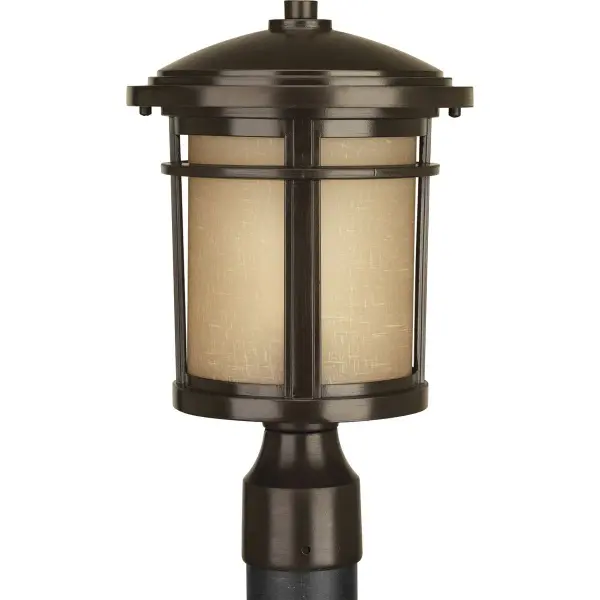 The Wish Collection post lantern blends traditional Craftsman details with clean modern lines in a versatile Antique Bronze finish. JA8-compliant for California energy standards, this fixture delivers reliable outdoor illumination with timeless appeal. - alternate view