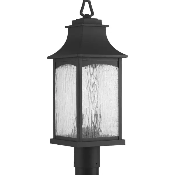 The Maison post lantern combines timeless farmhouse style with modern outdoor durability. Its textured black finish and clear glass panels create welcoming illumination for entryways, patios, and pathways. - alternate view