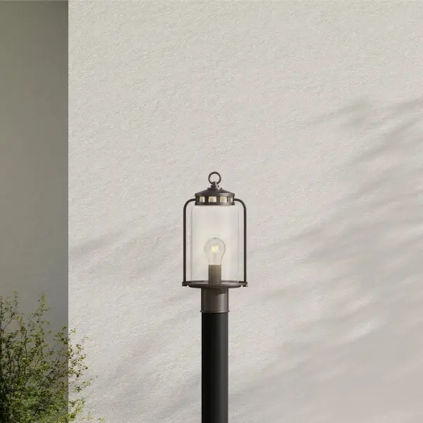 The Botta Collection post lantern combines timeless design with versatile outdoor styling. Its Antique Bronze finish and clean lines work beautifully in transitional, farmhouse, and coastal settings. - alternate view