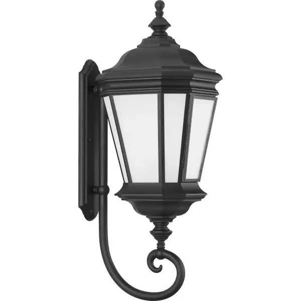 The Crawford Extra-Large Wall Lantern combines classic lantern styling with contemporary JA8-compliant LED efficiency. Its substantial size and textured black finish make a bold architectural statement on larger homes.