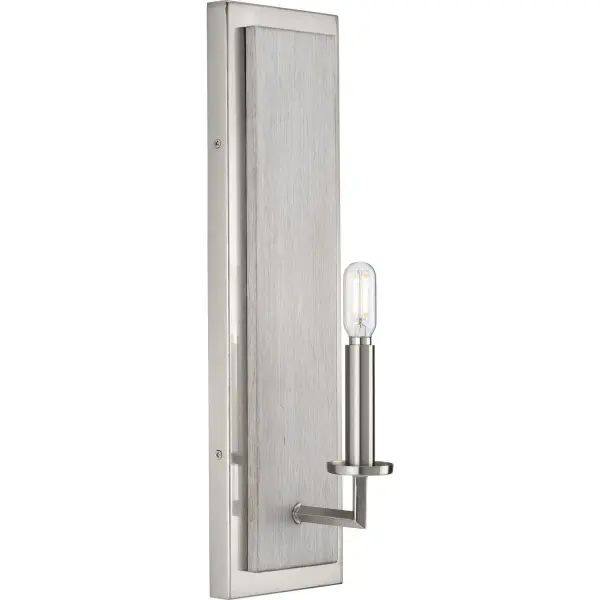 The Galloway 18" wall bracket combines modern farmhouse aesthetics with coastal influences, featuring a brushed nickel finish. California Title 24 and JA8 compliant, it's ideal for residential bathrooms, hallways, and dining spaces.