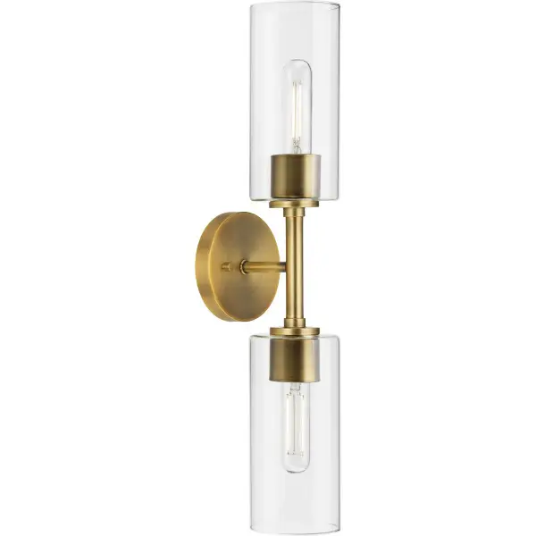 The Cofield two-light wall sconce combines mid-century modern design with contemporary versatility. Its brushed nickel finish and clean lines make it ideal for bathrooms, hallways, and dining spaces.