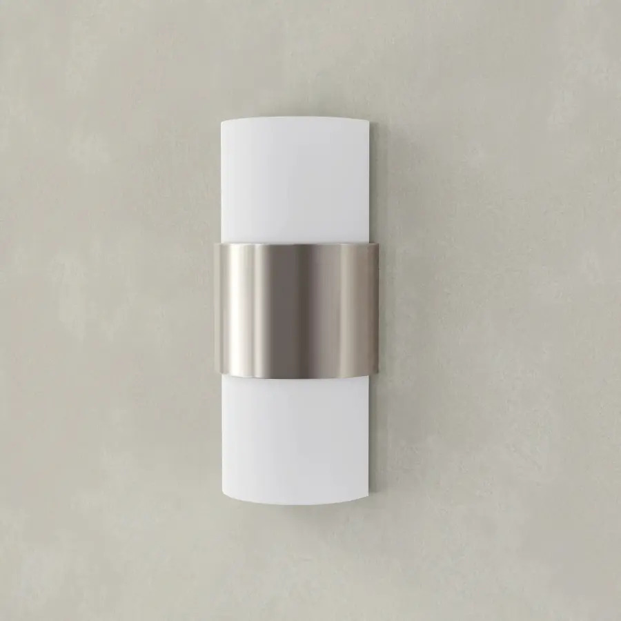 Elegant Contemporary Sconce with Soft Linen Shades - Image 1