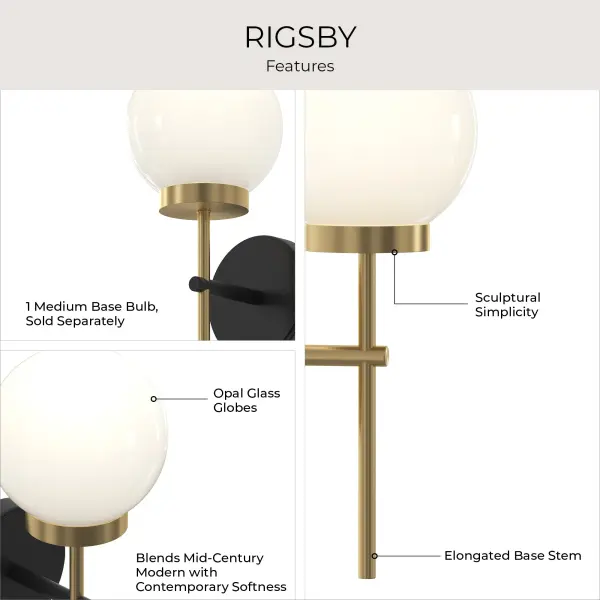 Rigsby Matte Black with Brushed Gold Sconce - Image 14