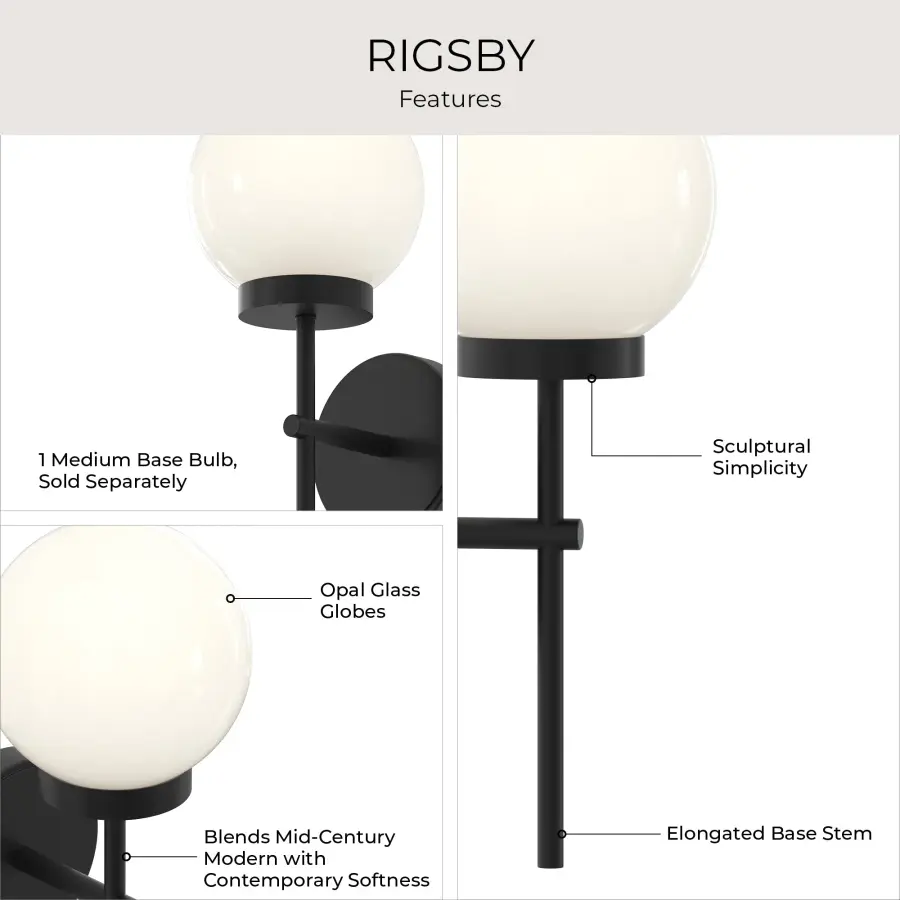 Rigsby Matte Black with Brushed Gold Sconce - Image 4