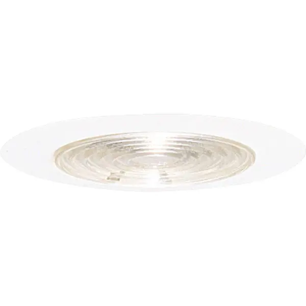 This 6-inch recessed trim features a classic Fresnel lens design specifically engineered for wet locations. The white finish integrates seamlessly with bathroom ceilings while providing focused, glare-free illumination.