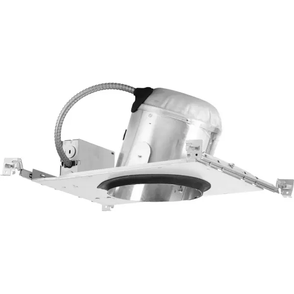 Professional-grade 6-inch recessed housing designed for sloped ceilings in new construction. Accommodates up to 100W for flexible lighting options across residential and commercial applications.