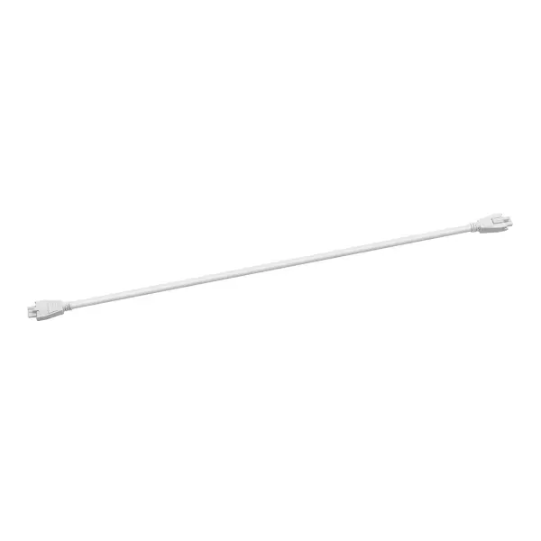 This 21-inch interconnecting cord enables clean, professional installations by linking multiple Arza undercabinet fixtures. The white finish integrates seamlessly with cabinetry for a cohesive look.