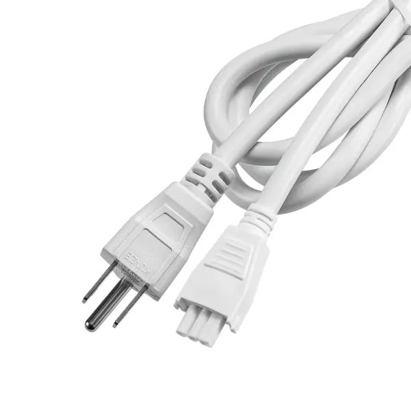 This plug cord accessory provides convenient power connection for Arza undercabinet lighting fixtures. The white finish integrates seamlessly with most cabinet installations for a clean, professional look. - alternate view