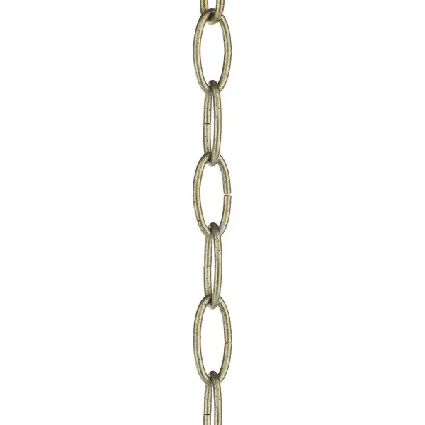 This 9-gauge accessory chain in Vintage Brass finish provides 48 inches of adjustable length for pendant fixtures. Ideal for customizing hanging heights in dining rooms and kitchens with high ceilings. - alternate view
