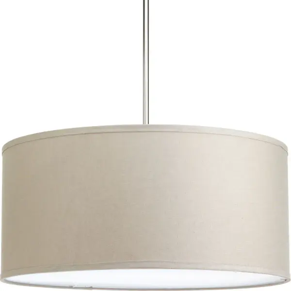 The Markor drum shade offers a sophisticated fabric finish in Summer Linen, perfect for creating soft, diffused lighting over dining tables and kitchen islands. Its generous 22-inch diameter makes a statement while maintaining versatility. - alternate view
