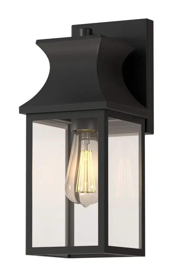 The Stockwell wall sconce combines traditional lantern styling with modern matte black finish. Its compact 5.25" width makes it ideal for smaller outdoor spaces while providing reliable illumination.