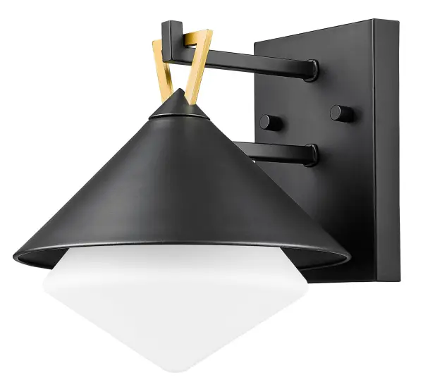 The Edmore wall sconce combines durable steel construction with elegant opal etched glass, creating a versatile outdoor lighting solution. Its compact 9-inch extension and matte black finish make it ideal for various exterior applications.