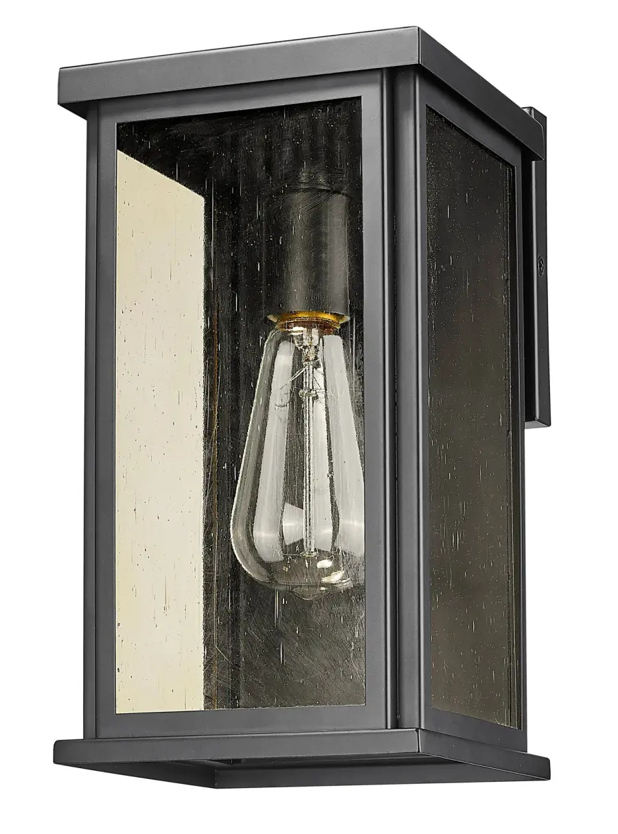 Compact Outdoor Wall Sconce with Vintage-Inspired Seedy Glass - Image 1
