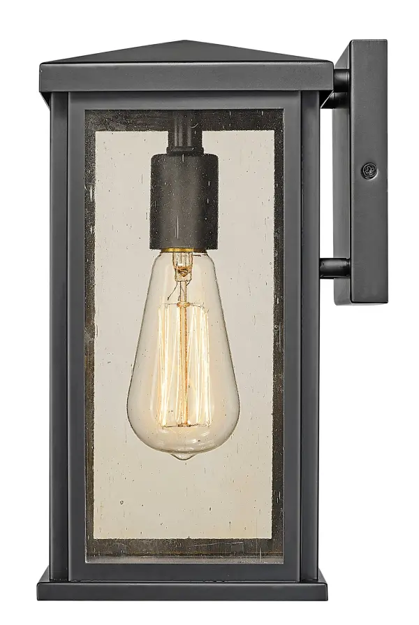 Compact Outdoor Wall Sconce with Vintage-Inspired Seedy Glass - Image 3