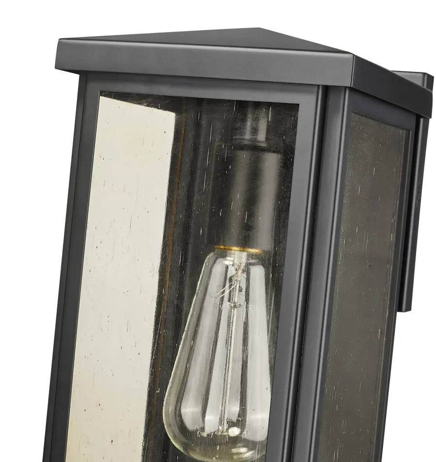 Compact Outdoor Wall Sconce with Vintage-Inspired Seedy Glass - Image 6