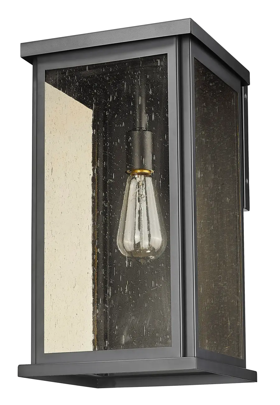 Versatile Outdoor Wall Sconce with Warm Seedy Glass Charm - Image 1