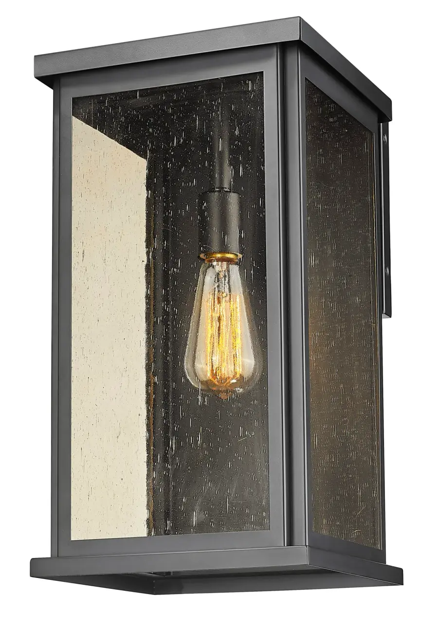 Versatile Outdoor Wall Sconce with Warm Seedy Glass Charm - Image 2