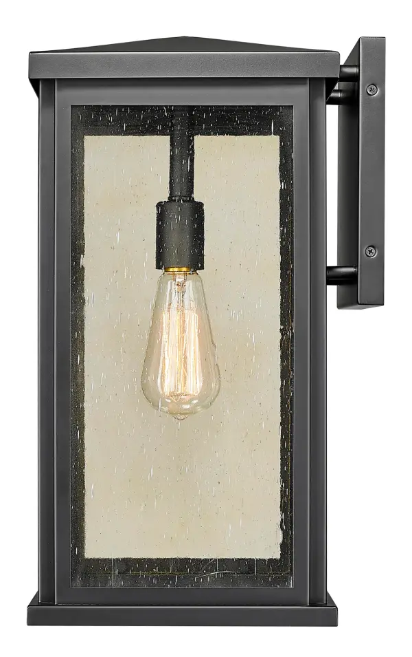 Versatile Outdoor Wall Sconce with Warm Seedy Glass Charm - Image 4