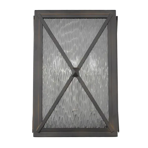 The Brooklyn 3-Light Wall Mount combines ADA compliance with timeless design. Its oil-rubbed bronze finish and clear water glass create warm, welcoming illumination for outdoor spaces while meeting accessibility standards. - alternate view