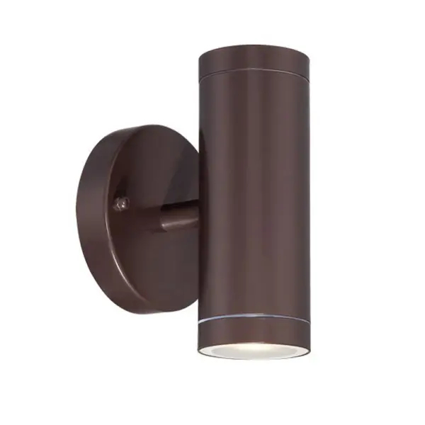 This sleek 2-light LED wall sconce combines energy-efficient integrated lighting with durable stainless steel construction and architectural bronze finish, perfect for contemporary outdoor spaces.